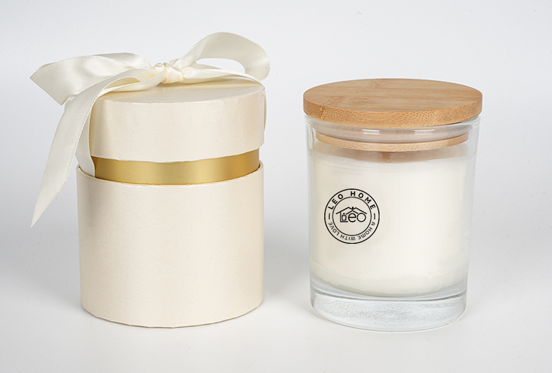 Gold-Lid Rose-Print Glass Jar Candle