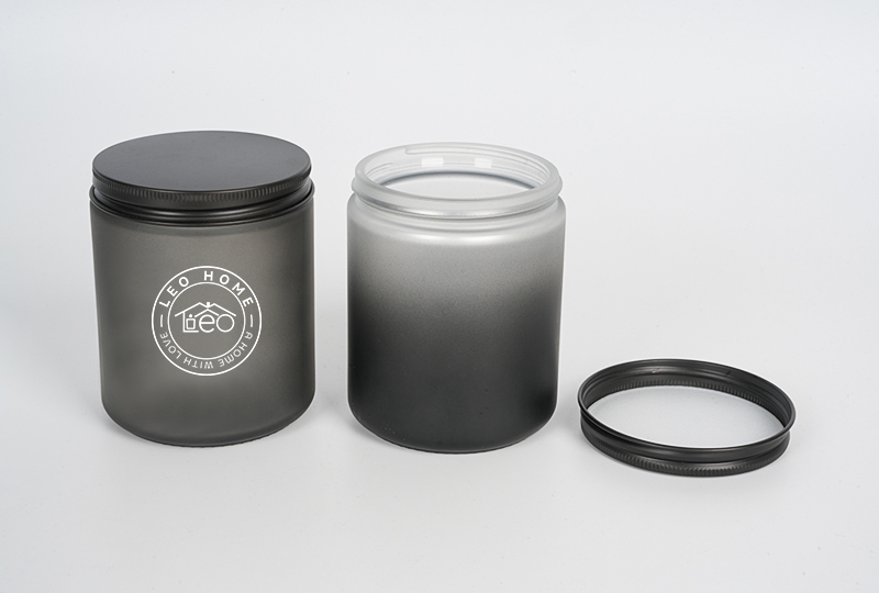 Frosted Gradient Black Glass Jar Candle