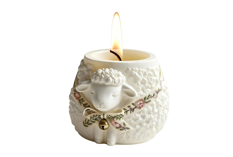 Lamb-Shaped Gypsum Relief Marble Jar Candle