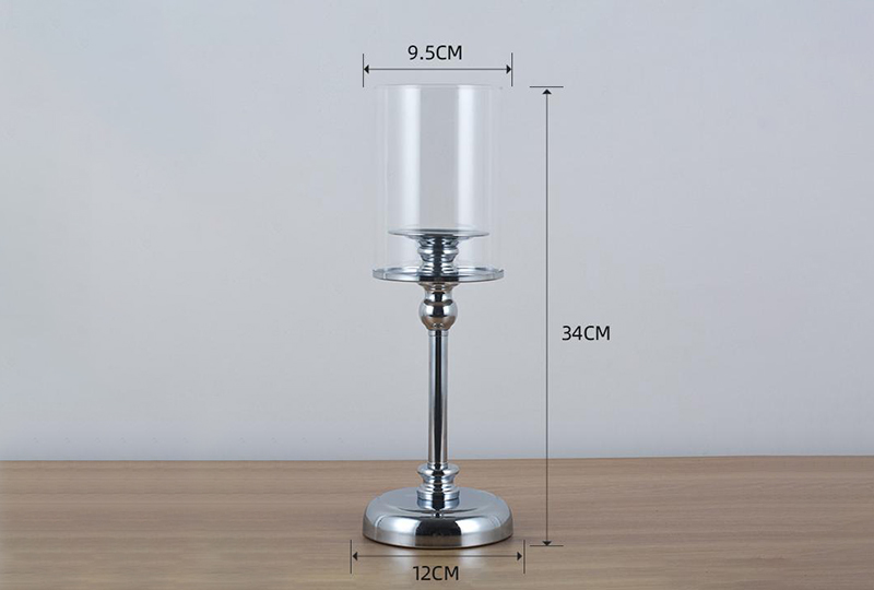 Gold Stem Hurricane Glass Pillar Candle Holder Set