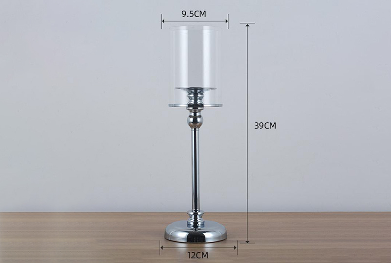 Gold Stem Hurricane Glass Pillar Candle Holder Set