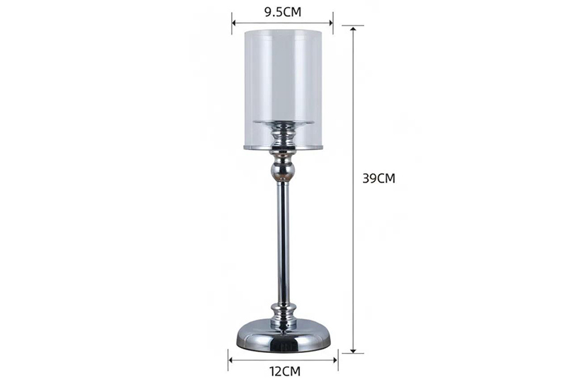 Gold Stem Hurricane Glass Pillar Candle Holder Set