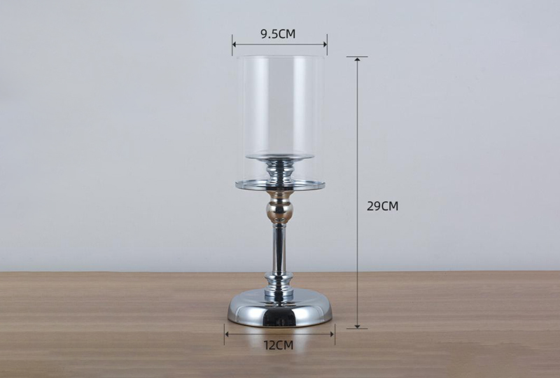 Gold Stem Hurricane Glass Pillar Candle Holder Set