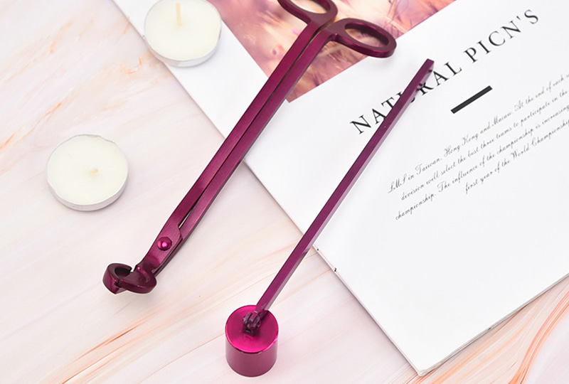 3-Piece Candle Care Set with Magenta Anodized Wick Trimmer