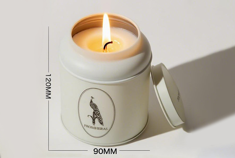 Matte White Engraved-Illustration Lidded Metal Jar Candle