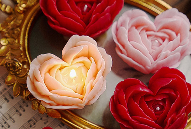 Heart-Rose Peony Bloom Flower Series Handmade Candle