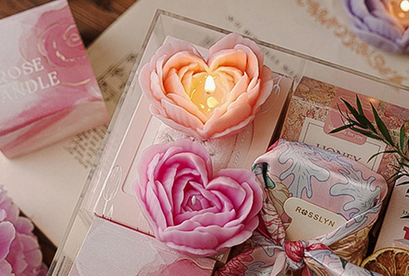 Heart-Rose Peony Bloom Flower Series Handmade Candle
