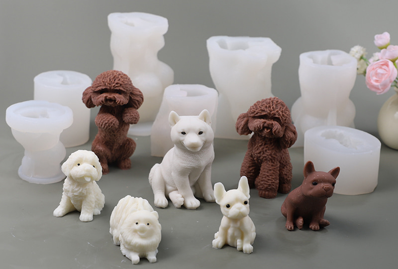 Hyper-Realistic Dog Breed Silicone Candle Mold Collection