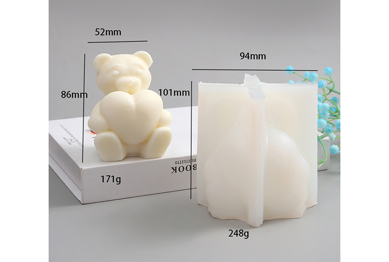 Bear-Hugging-Heart 3D Split Silicone Candle Mold