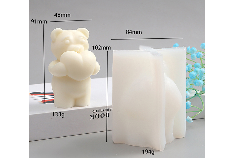 Bear-Hugging-Heart 3D Split Silicone Candle Mold