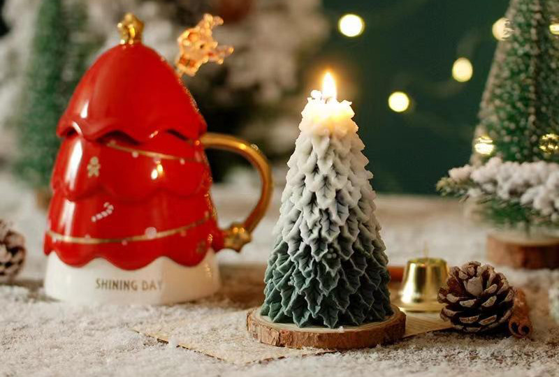 Snow-Dusted Christmas Tree Festival Series Handmade Candle