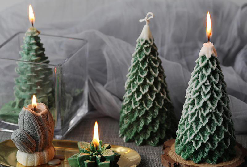 Snow-Dusted Christmas Tree Festival Series Handmade Candle