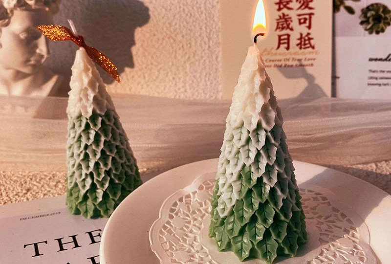 Snow-Dusted Christmas Tree Festival Series Handmade Candle