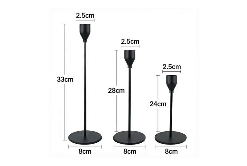 Tall Slender Gold Taper Candle Holder Set — 3 Heights