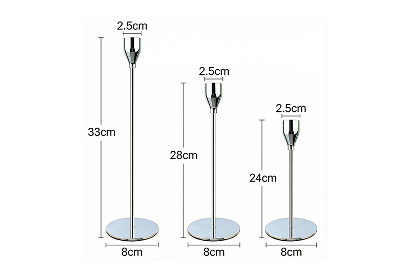 Tall Slender Gold Taper Candle Holder Set — 3 Heights