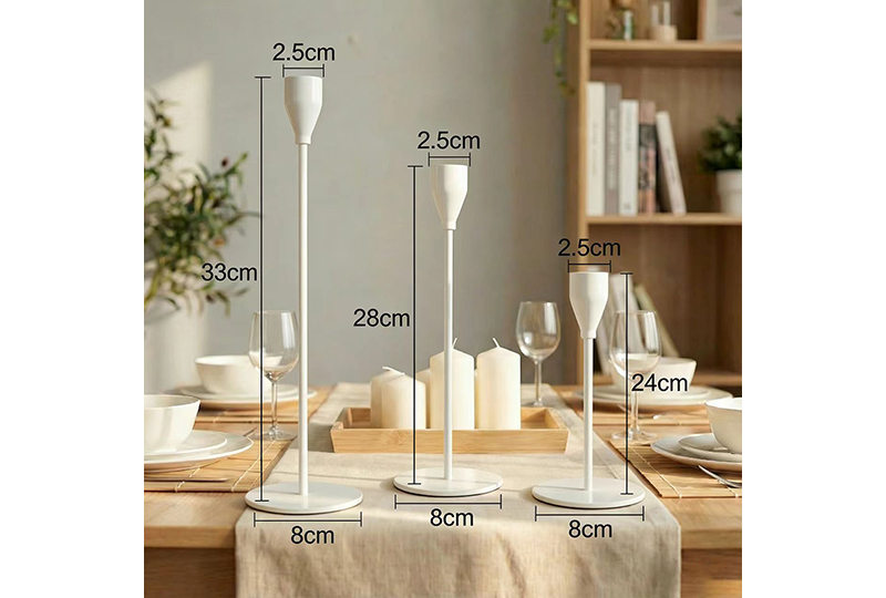 Tall Slender Gold Taper Candle Holder Set — 3 Heights