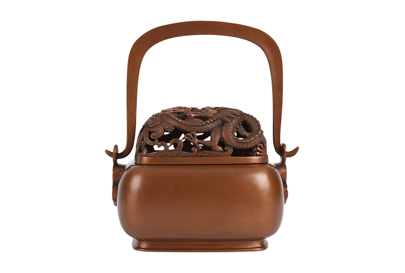 Traditional Carved Dragon Copper-Tone Incense Burner