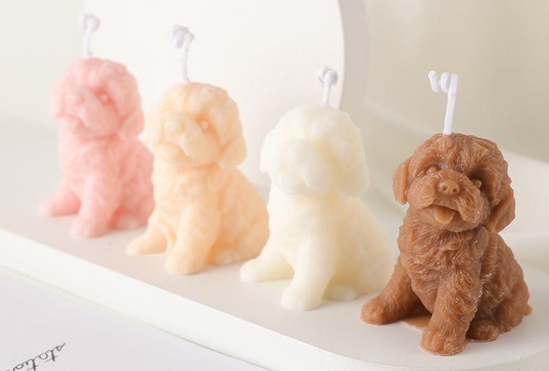 Fluffy Teddy-Cut Sitting Dog Animal Series Handmade Candle