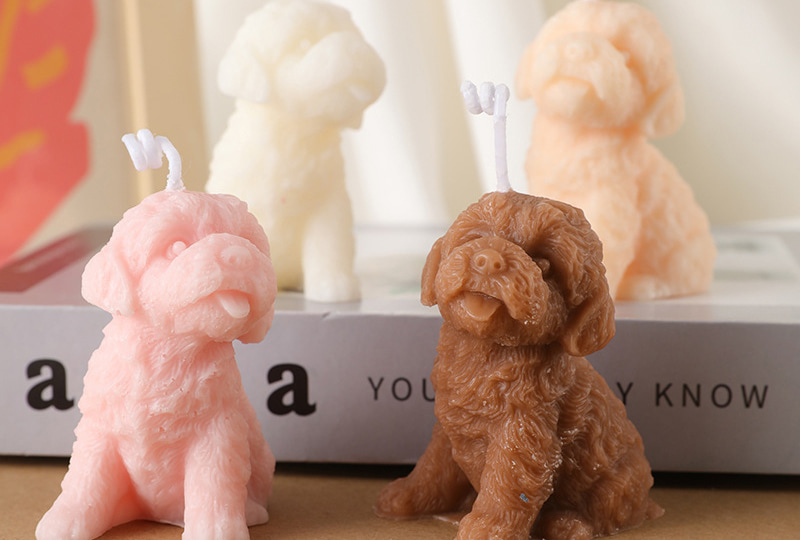 Fluffy Teddy-Cut Sitting Dog Animal Series Handmade Candle
