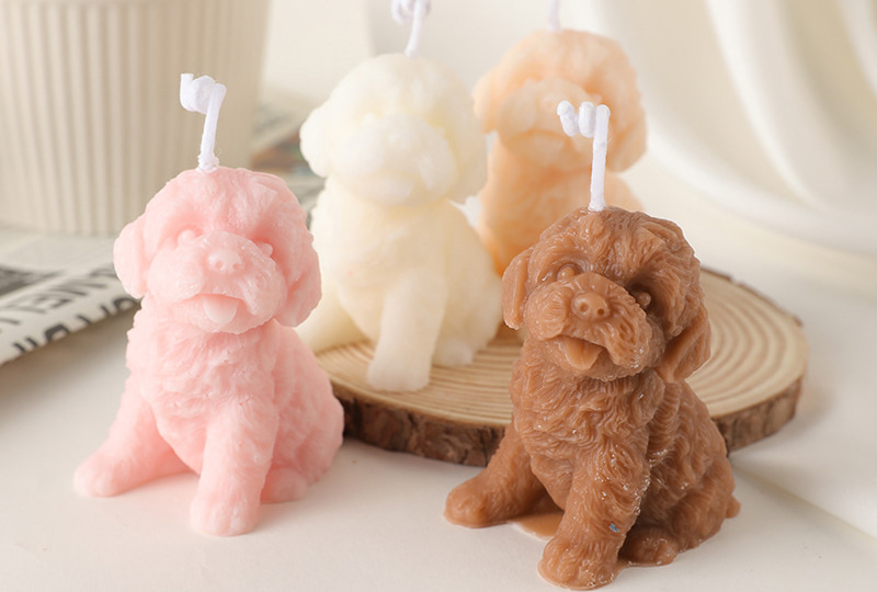 Fluffy Teddy-Cut Sitting Dog Animal Series Handmade Candle