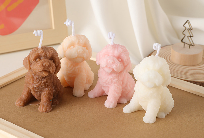 Fluffy Teddy-Cut Sitting Dog Animal Series Handmade Candle