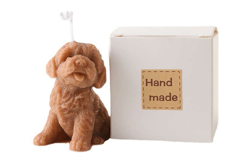 Fluffy Teddy-Cut Sitting Dog Animal Series Handmade Candle