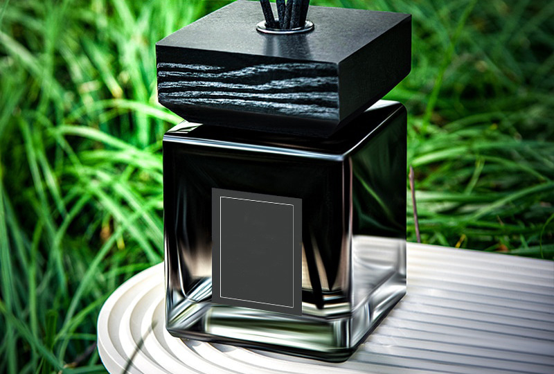 Square Glass Wooden-Cap Reed Diffuser