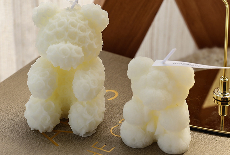 Rose-Covered Teddy Bear Festival Series Handmade Candle