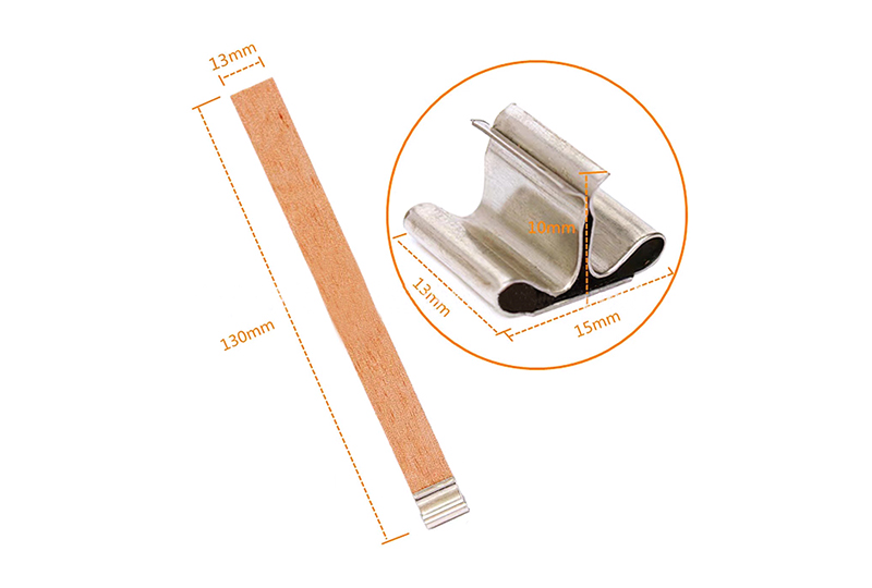 Natural Grain Flat Wooden Candle Wick with Tab Base