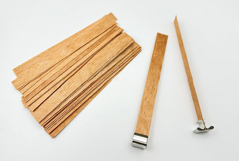 Natural Grain Flat Wooden Candle Wick with Tab Base