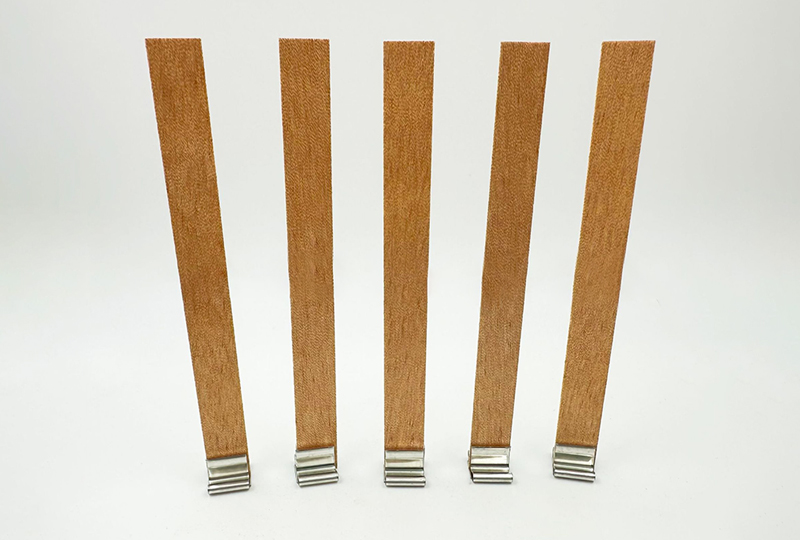 Natural Grain Flat Wooden Candle Wick with Tab Base
