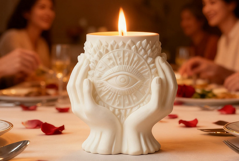 Matte Black Evil Eye Embossed Marble Jar Candle