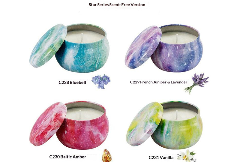 Pastel Marbled-Print Lidded Round Marble Jar Candle