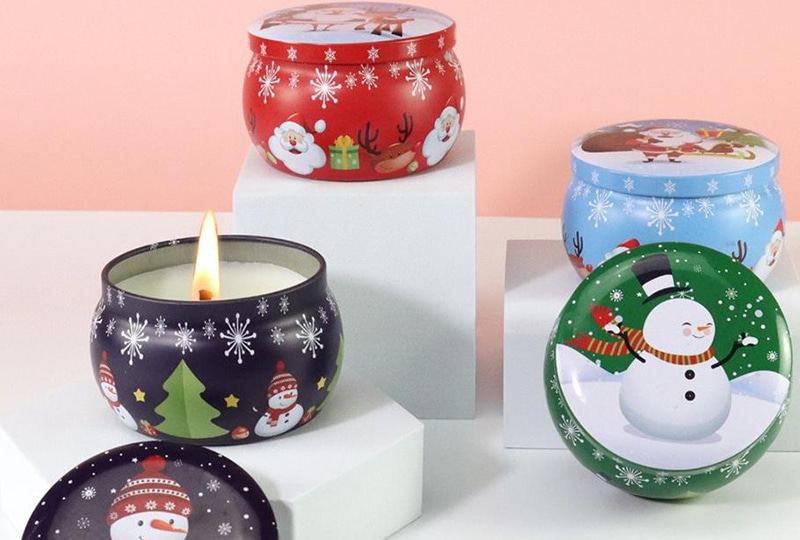 Pastel Marbled-Print Lidded Round Marble Jar Candle