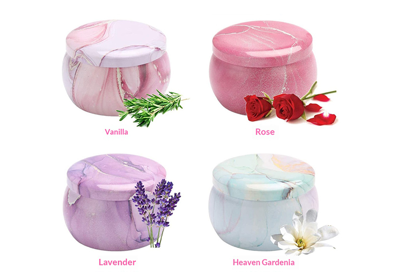 Pastel Marbled-Print Lidded Round Marble Jar Candle