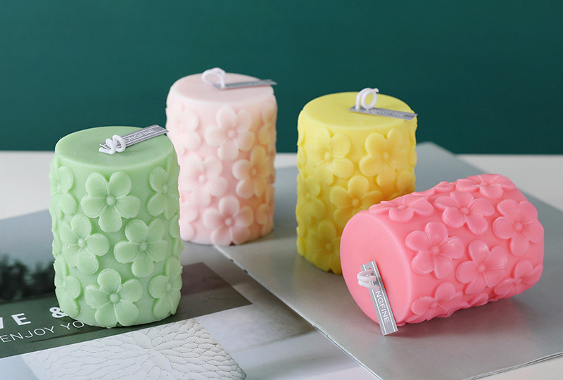 Embossed Five-Petal Cylinder Flower Series Handmade Candle