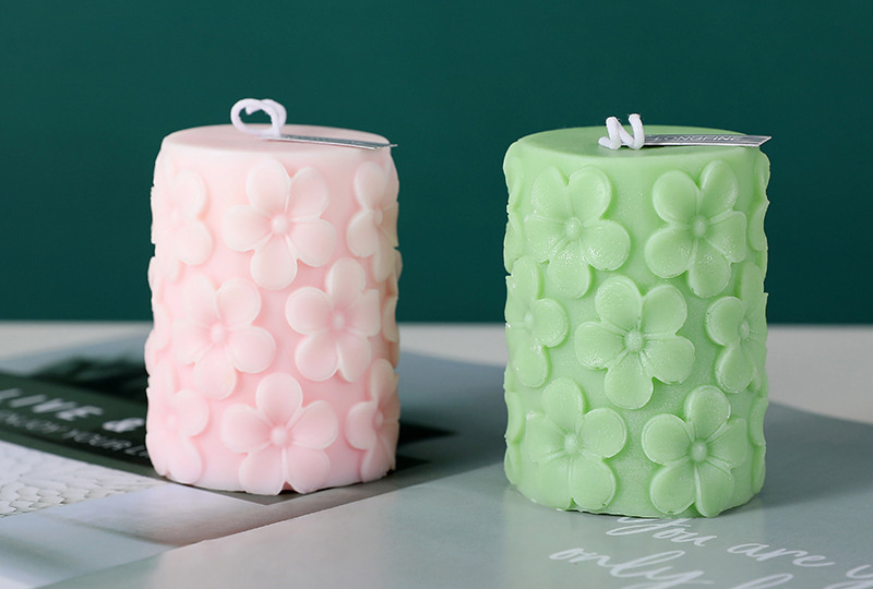 Embossed Five-Petal Cylinder Flower Series Handmade Candle