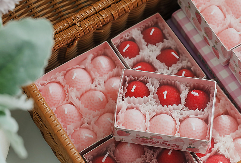 Strawberry-Shaped Tealight Candle Set — 6-Pack