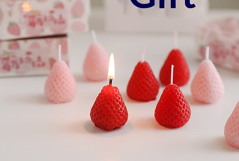 Strawberry-Shaped Tealight Candle Set — 6-Pack