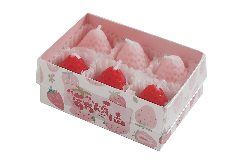 Strawberry-Shaped Tealight Candle Set — 6-Pack