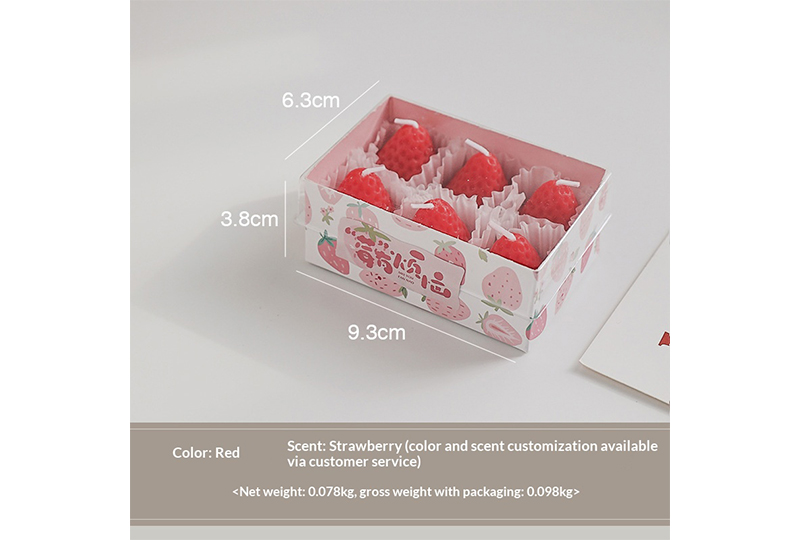 Strawberry-Shaped Tealight Candle Set — 6-Pack