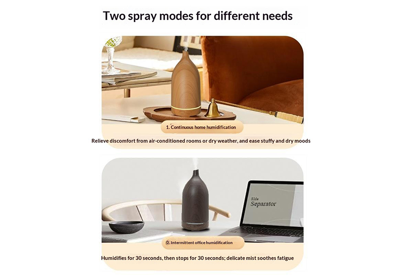 Vase-Shaped Wood-Grain LED Ultrasonic Diffusers