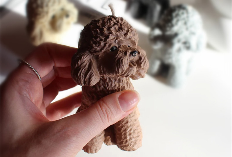 Hyper-Realistic Curly Poodle Animal Series Handmade Candle