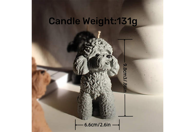 Hyper-Realistic Curly Poodle Animal Series Handmade Candle