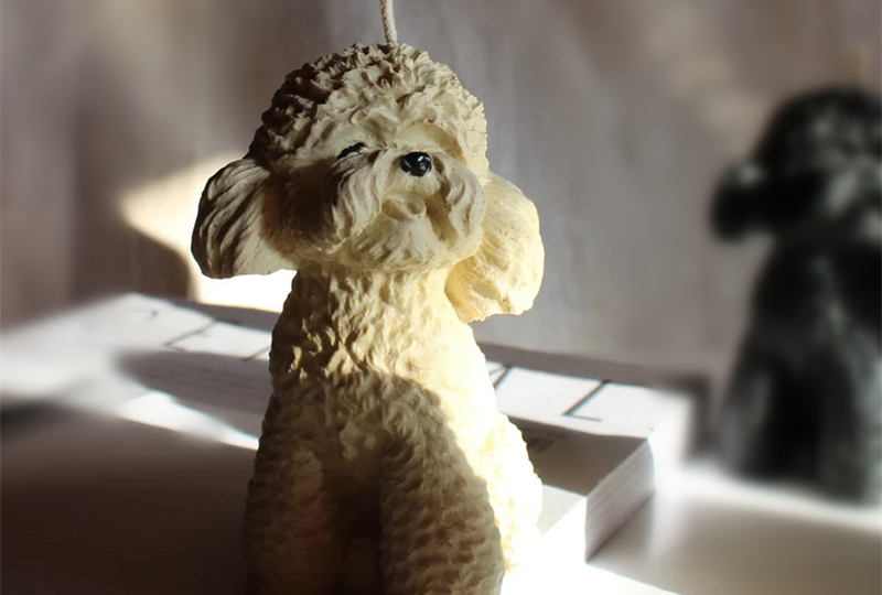 Hyper-Realistic Curly Poodle Animal Series Handmade Candle