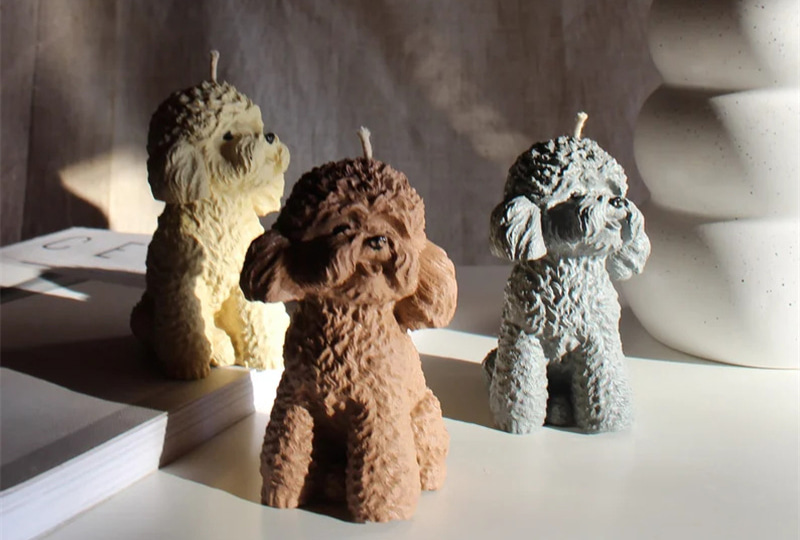 Hyper-Realistic Curly Poodle Animal Series Handmade Candle