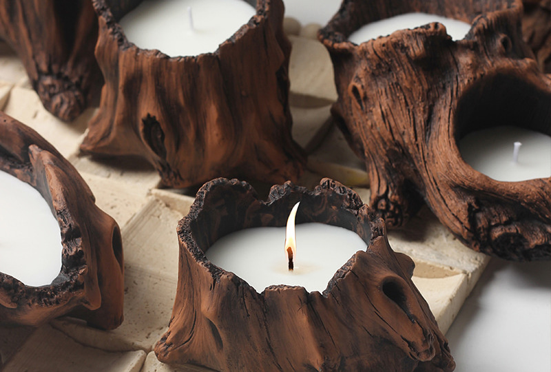 Organic Driftwood Resin Tealight Candle Holder
