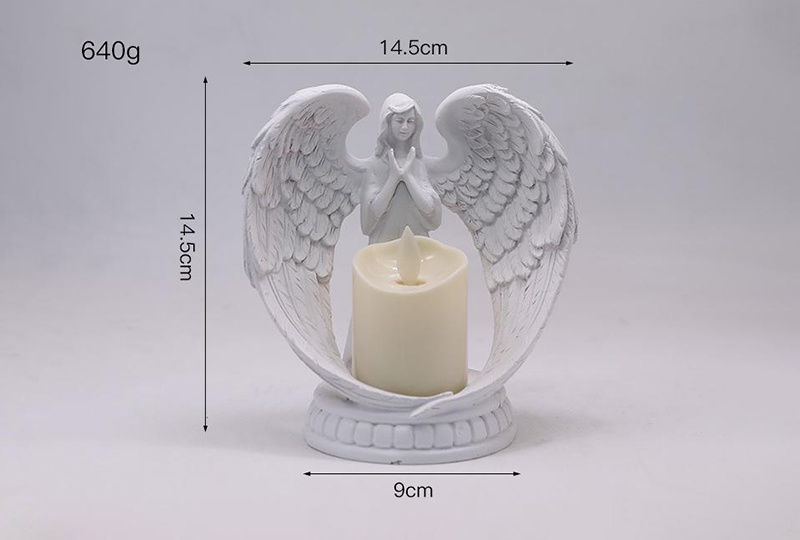 White Resin Angel Figure Embracing Candle Holder