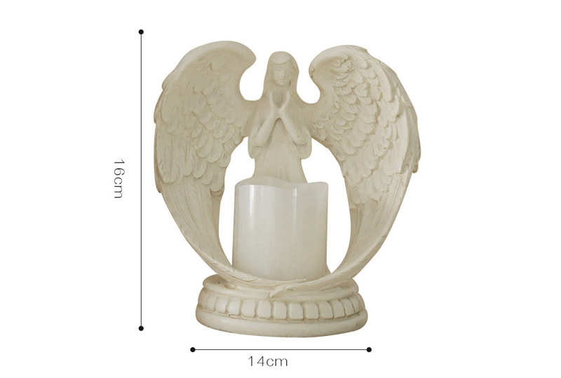 White Resin Angel Figure Embracing Candle Holder