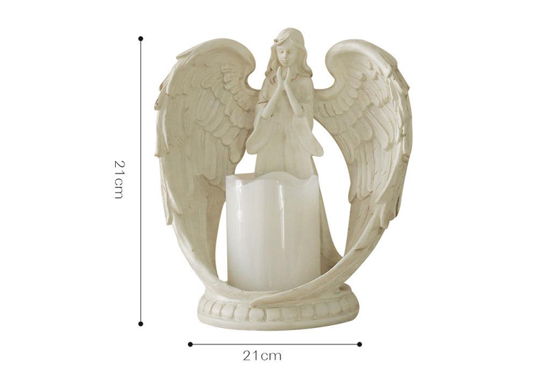 White Resin Angel Figure Embracing Candle Holder